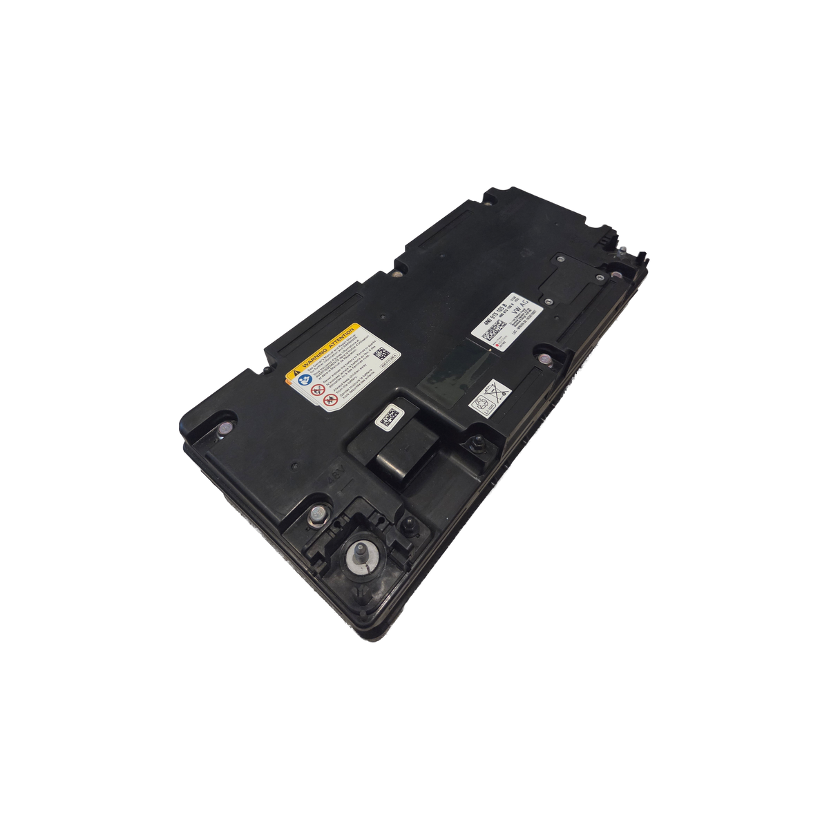 Audi 48V lithium battery, OEM label with the VW AG part number and LG Chem cells – 4N0915105B