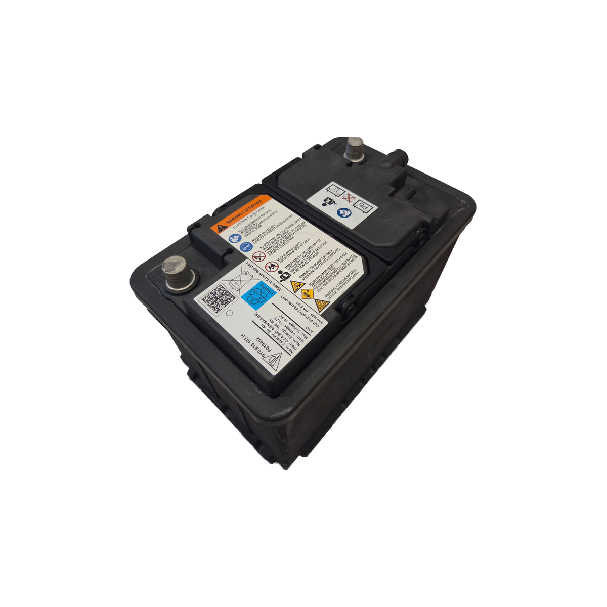 Porsche 12V lithium battery, top view with both terminals – 9Y0915107H